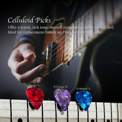 Guitar Wall Mount 2 Pack, Black Walnut Guitar Wall Hangers, U-Shape Hardwood Guitar Hanger, Christmas Gift for Men Music Lovers, Guitar Accessories, with 6 Assorted Guitar Picks