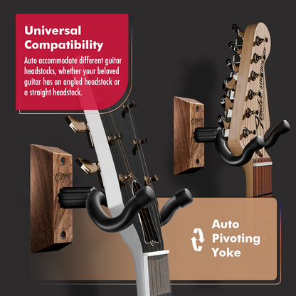 Guitar Wall Mount - U-Shape Hardwood Guitar Hanger, with 6 Assorted Guitar Picks