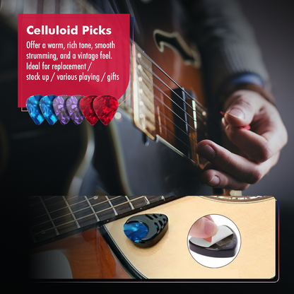 Guitar Wall Mount - U-Shape Hardwood Guitar Hanger, with 6 Assorted Guitar Picks